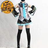 【In Stock】Vocaloid Hatsune Miku Cosplay Gray Patent Leather Costume Costumes